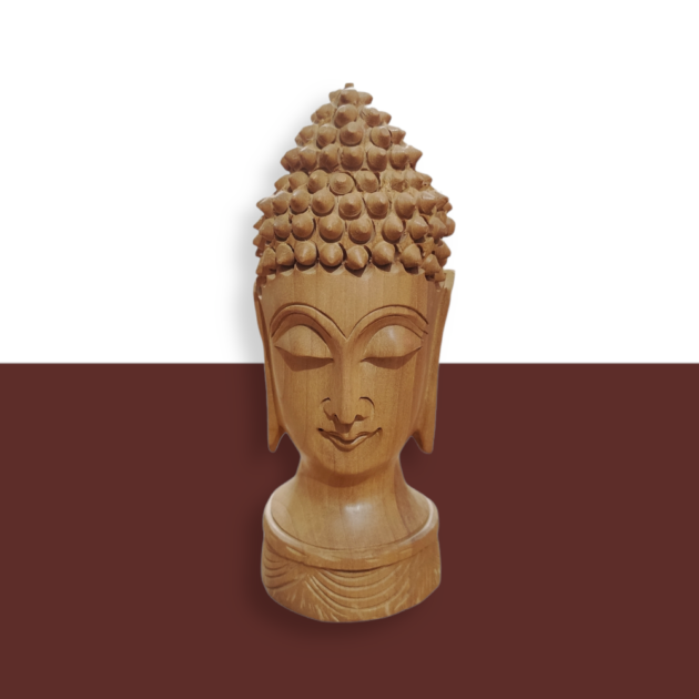 Wooden Buddha Head Showpiece 6 Inch