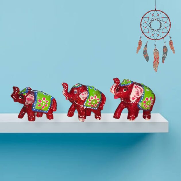 Rajasthan Handicraft Elephant Mirror Work Set of 5